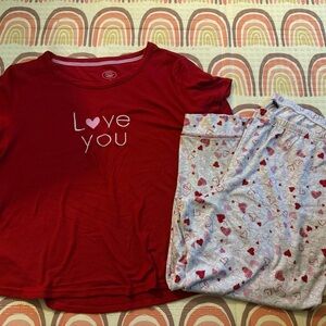 Laura Ashley Red and Gray Love You Pajama Set